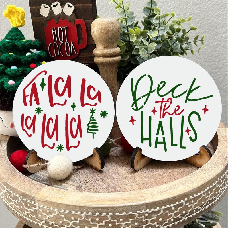 zosylley Christmas Stencils for Painting on Wood Slice,3 "" Small Christmas Stencils for Crafts Reuable Xmas Holiday Stencil for Tiered Tray Wood Sign Decor - Image 3